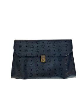 Vintage 80s 90s MCM Black Envelope Style Soft Briefcase With Key & Lock